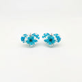 Genuine Pressed Flowers Earrings Resin Heart - Queen Anne's Lace &amp; Daffodil, Blue