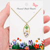 Genuine Pressed Flowers Geometric Stainless Steel Necklace, Daffodil, Fern, and Queen Anne's Lace