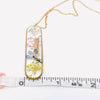 Genuine Pressed Flowers Long Ellipse Charm Necklace, Lobelia and Queen Anne's Lace Unique gift for women
