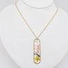 Genuine Pressed Flowers Long Ellipse Charm Necklace, Lobelia and Queen Anne's Lace Unique gift