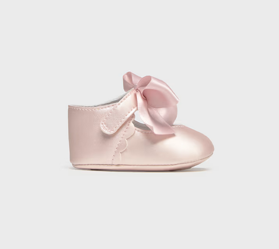 9090 Baby Girls Sateen Bow Mary Jane - Tulip Pink