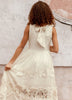 Joyfolie Vintage Guipure Maxi Dress, Bow Back, Gardenia White