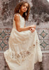 Joyfolie Vintage Guipure Maxi Dress, Bow Back, Gardenia White