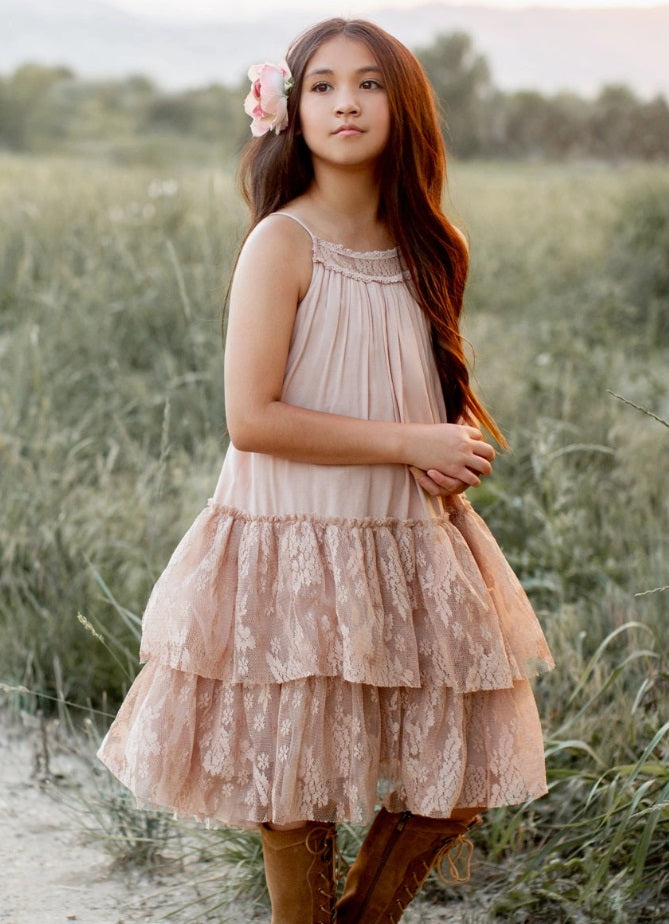 Joyfolie Vintage Layered Lace Hi-Low Dress, Catrina Desert Shell Bubble Belly moms | babies | kids Joyfolie Vintage Layered Lace Hi-Low Dress, Catrina Desert Shell Bubble Belly moms | babies | kids
