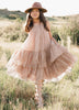 Joyfolie Vintage Layered Lace Hi-Low Dress, Desert Shell