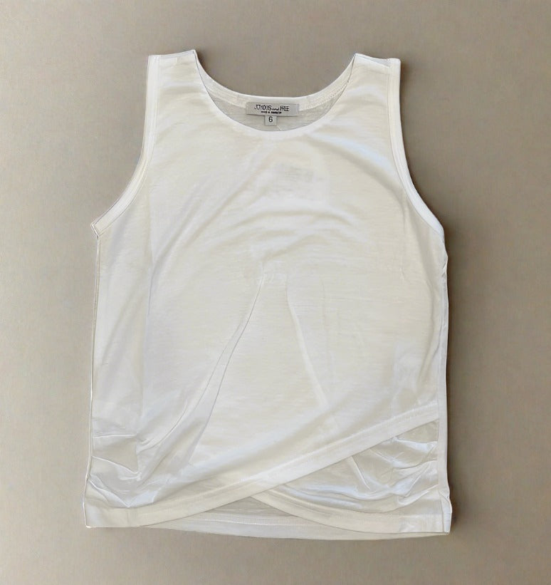 Joyous Cross Cross Hem Bree Tank - Ivory White