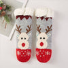 Kids Christmas Fuzzy Winter Socks Set, Reindeer Neutral Grey