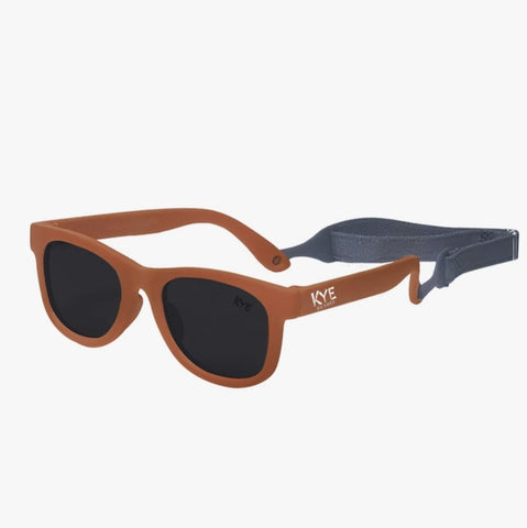 Kye Baby 0-18mo Sunglasses, Flexible Frames w/Strap, Classic Wayfarer, Amber