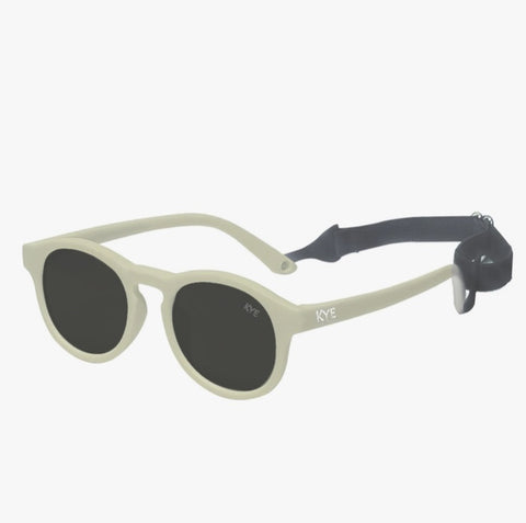 Kye Baby 0-18mo Sunglasses, Flexible Frames w/Strap, Classic Wayfarer, Light Beige