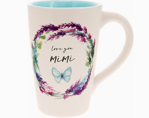 Mimi, Love You - Butterfly Print Ceramic Mug, 17oz