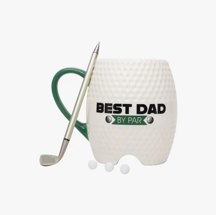 Mad Man Best Dad By Par - Desktop Golf Putter Pen, Golf Balls, & Mug Set, father's day gift set