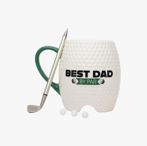 Mad Man Best Dad By Par - Desktop Golf Putter Pen, Golf Balls, & Mug Set