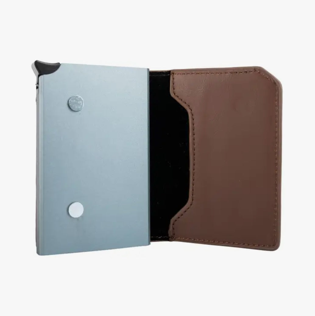 Mad Man Air Track Air Tag Wallet, Brown Vegan Leather
