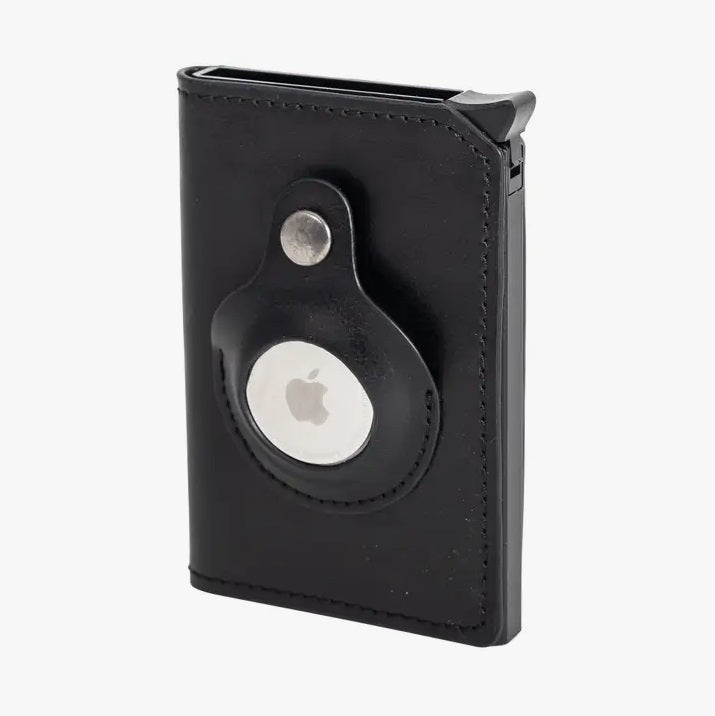 Mad Man Air Track Air Tag Wallet, Black Vegan Leather