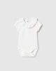 1757 Infant Girls Embroidered Ruffled Collar Snap Bodysuit - White