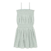 Mini/Tween Girls Ditsy Daisy Smock Waist Sun Dress: Light Sage Green with White Micro Flowers