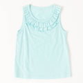 Mini/Tween Girls Double Ruffled Tank Top: Island Paradise Blue