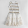 Mini/Tween Girls Dressy Sequin Drop Waist Tulle Twirl Dress: Gold and Silver, Soft White Sparkle