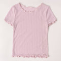 Mini/Tween Girls Lettuce Edge Pointelle S/S Shirt: Ballerina Pink