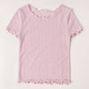 Mini/Tween Girls Lettuce Edge Pointelle S/S Shirt: Ballerina Pink
