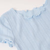 Mini/Tween Girls Lettuce Edge Pointelle S/S Tee: Powder Blue details