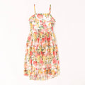 Mini/Tween Girls Rose Floral Ruffle Hem Sun Dress: Multi Orange and Yellow Floral