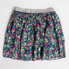 Mini/Tween Girls Tiered Skirt: Multi Navy and Fuchsia Micro Floral with Silver Lurex