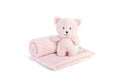 Minky Plush Baby Blanket with Plush Cuddle Toy: Pink Bear