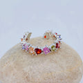 Multi Gem CZ Silver Adjustable Ring
