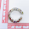 Multi Gem CZ Silver Adjustable Ring, Rainbow