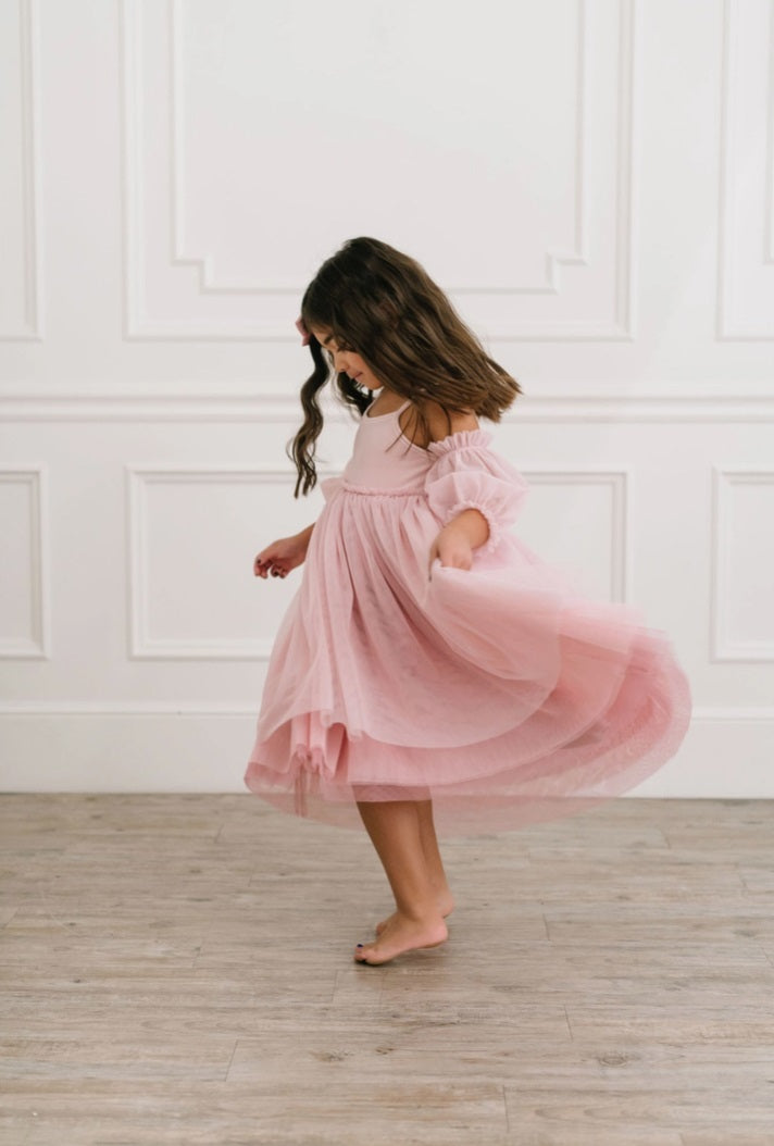 Ollie Jay Velvet Layered Ombre Tulle Gown -Everly Rose Pink