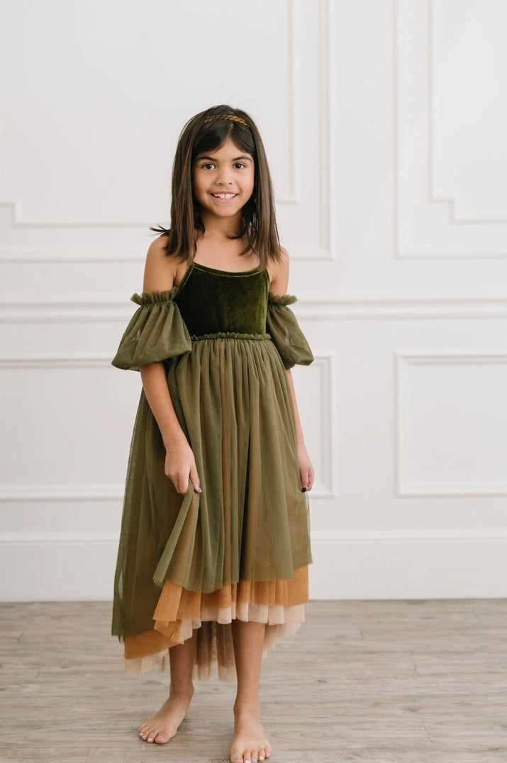 Ollie Jay Velvet Layered Ombre Tulle Gown -Everly Juniper Green 2T/3T Ollie Jay Velvet Layered Ombre Tulle Gown -Everly Juniper Green 2T/3T