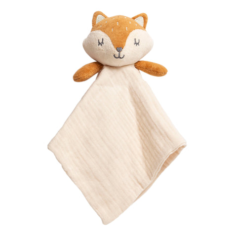 Organic Cotton Muslin Lovey Blanket, UNISEX Fox Snuggle