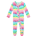 Posh Peanut Bamboo RUFFLED Zippered Footie -  Rainbow Butterfly