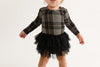 Posh Peanut Bamboo L/S Tulle Skirt Twirl Bodysuit Dress - Sanders Black Plaid