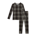 Posh Peanut Bamboo Kids L/S 2PC Basic PJ Lounge Set - UNISEX Sanders Black Plaid