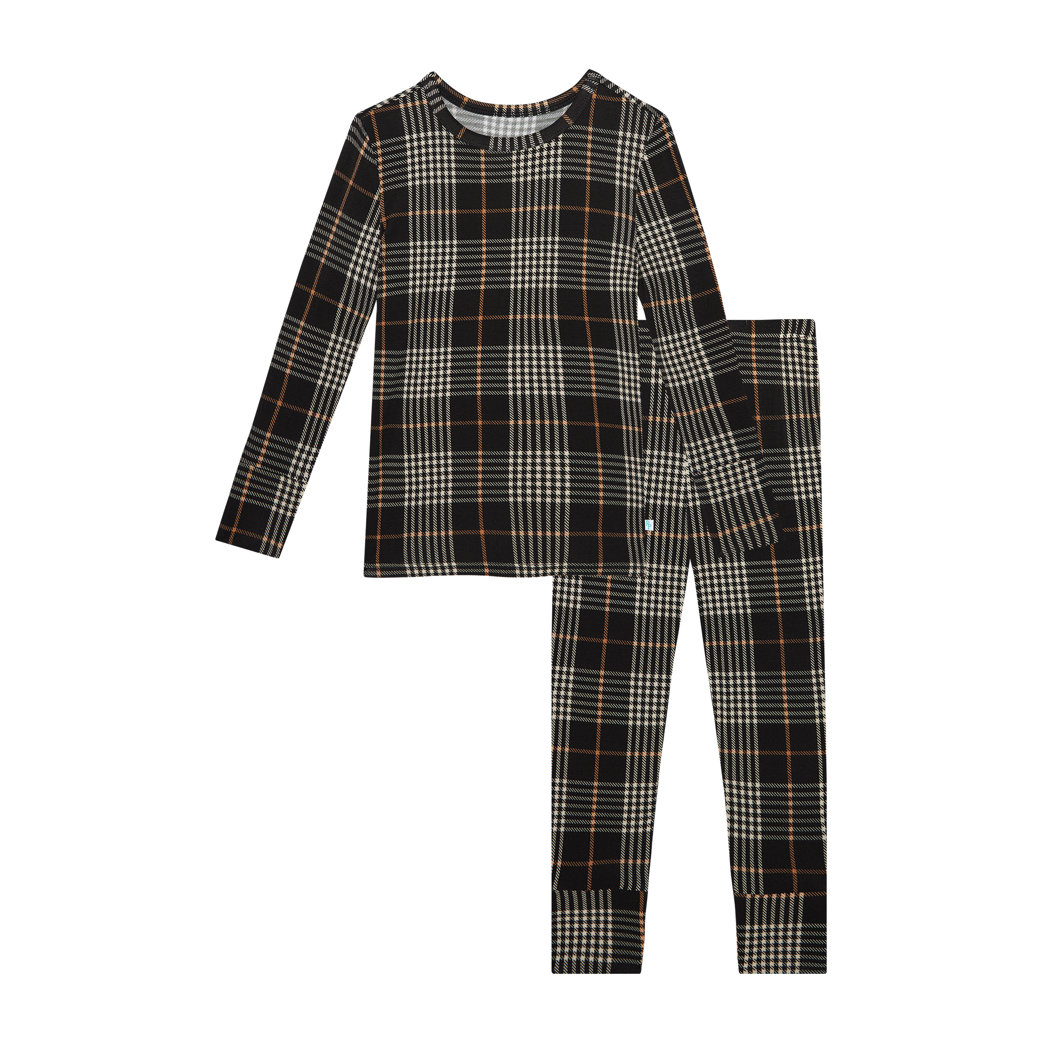 Posh Peanut Bamboo Kids L/S 2PC Basic PJ Lounge Set - UNISEX Sanders Black Plaid