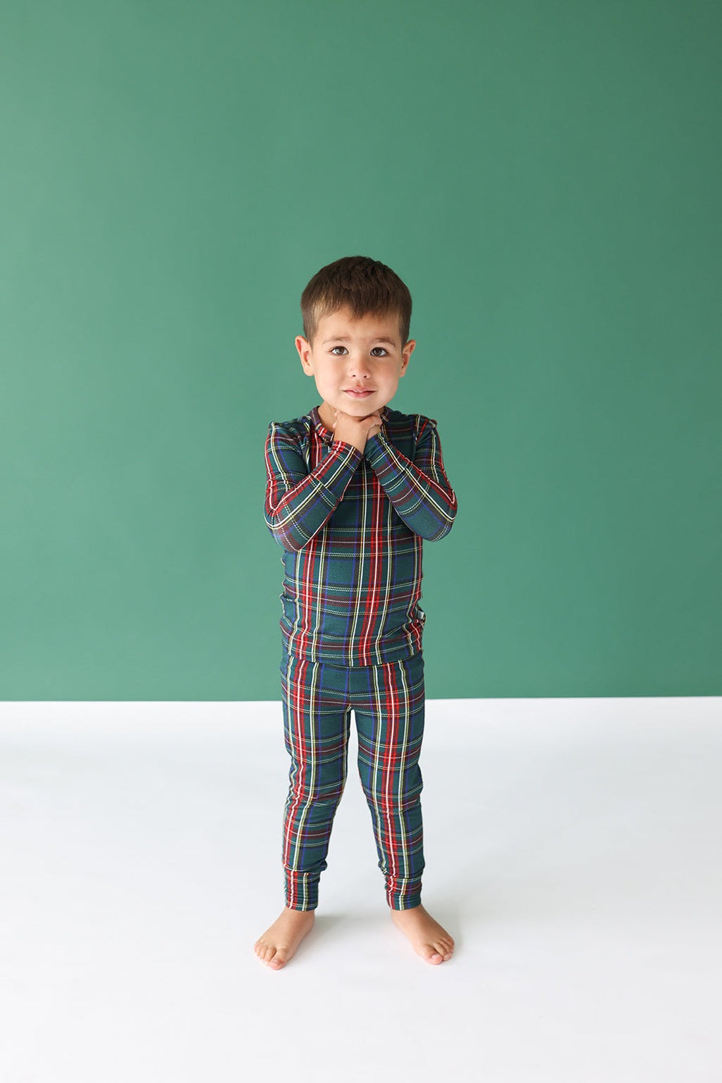 Posh Peanut Bamboo Kids L/S 2PC Basic PJ Lounge Set - UNISEX Tartan Plaid