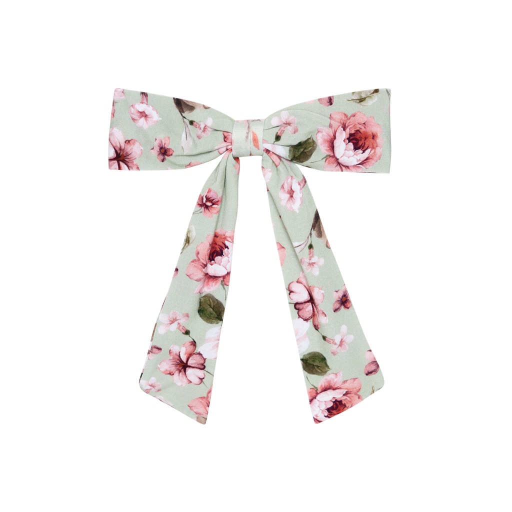 Posh Peanut Bamboo Luxe Bow Hair Clip - Millicent Pistachio Floral