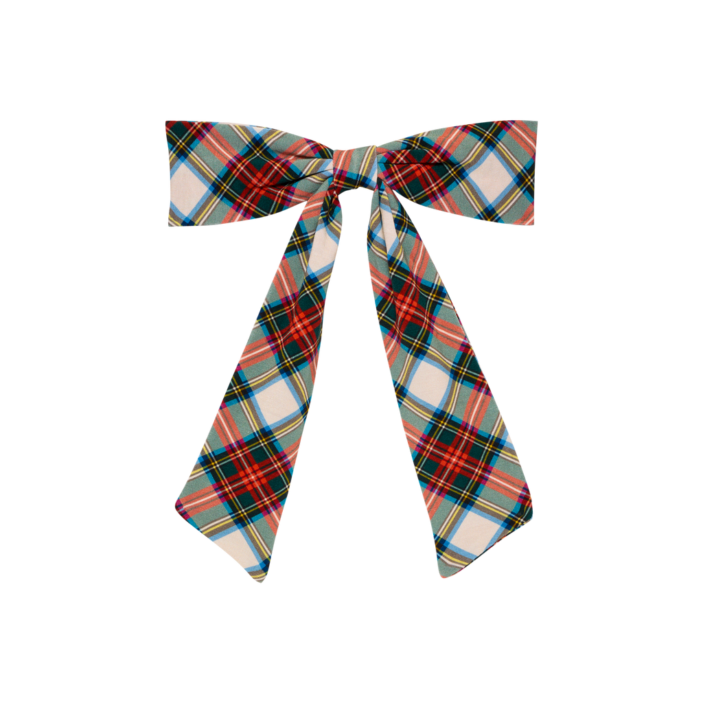 Posh Peanut Bamboo Luxe Bow Hair Clip - Marqui Classic Holiday Plaid