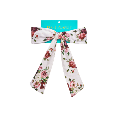 Posh Peanut Bamboo Ribbed Luxe Bow Hair Clip - Philippa Vintage Floral