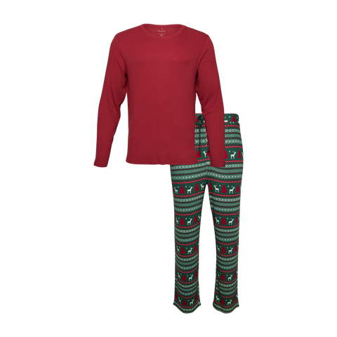 Posh Peanut Bamboo Men's L/S Crew Neck PJ Lounge Set - Holiday Fair Isle