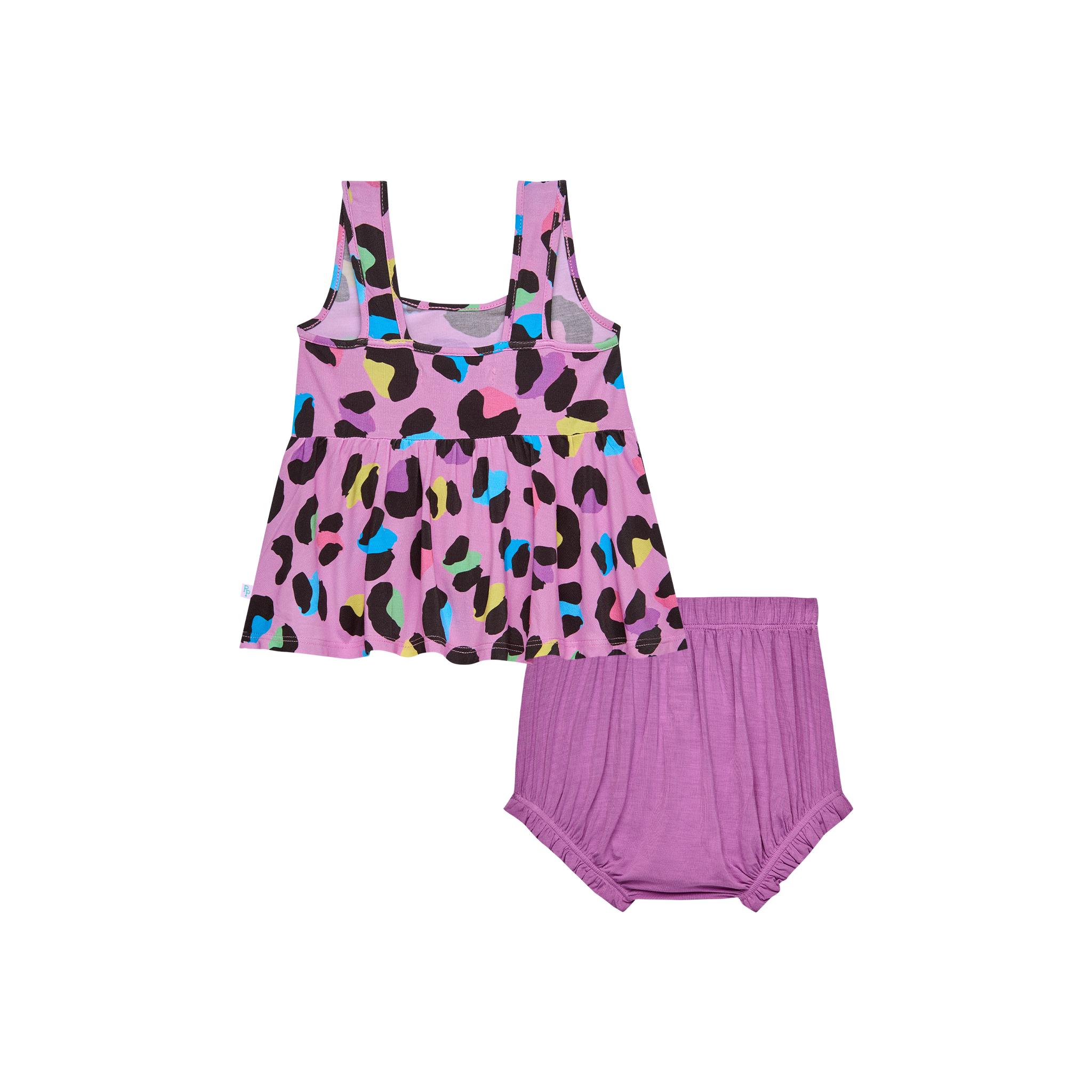 Posh Peanut Bamboo Tank Top Peplum & Bloomer/Bummie Set- Electric Leopard