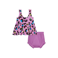 Posh Peanut Bamboo Tank Top Peplum & Bloomer/Bummie Set- Electric Leopard