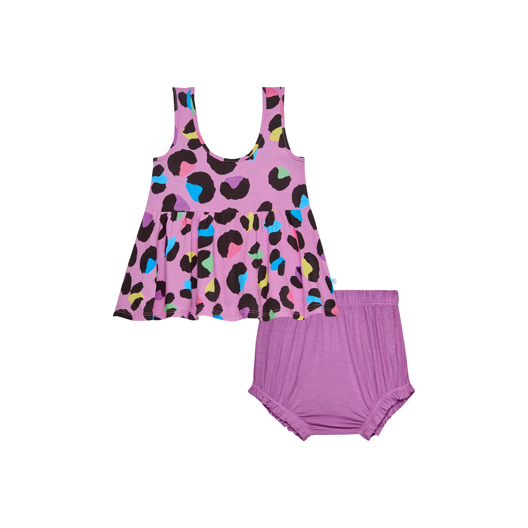 Posh Peanut Bamboo Tank Top Peplum & Bloomer/Bummie Set- Electric Leopard