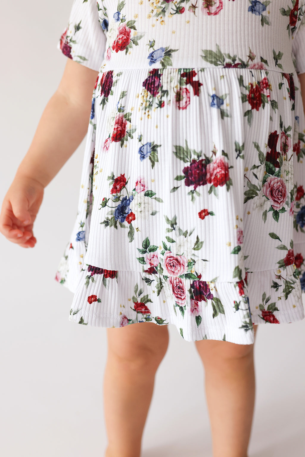 Posh Peanut Bamboo Ribbed S/S Ruffled Bodysuit Dress - Philippa Vintage Floral