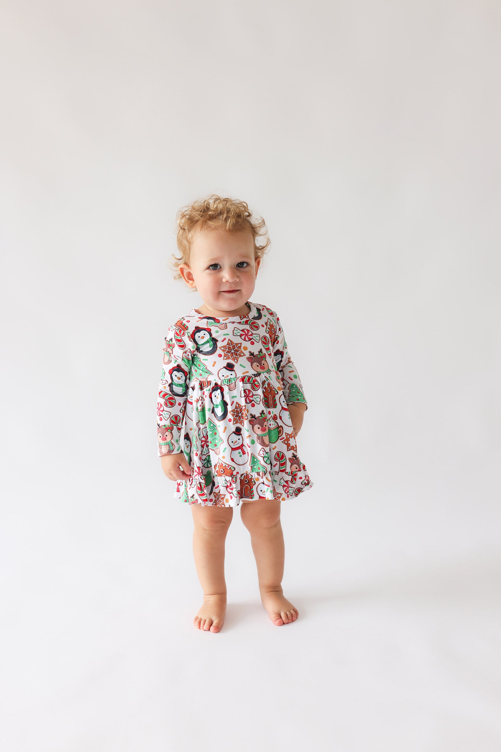 Posh Peanut Cookie Medley Long Sleeve Ruffled Bodysuit Dress 12-18M Posh Peanut Cookie Medley Long Sleeve Ruffled Bodysuit Dress 12-18M
