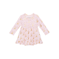 Posh Peanut Bamboo L/S Ruffled Bodysuit Dress - Ryleigh Gold Foil Reindeer