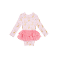 Posh Peanut Bamboo L/S Tulle Skirt Bodysuit Dress - Ryleigh Gold Foil Reindeer