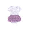 Posh Peanut Bamboo S/S Tulle Skirt Bodysuit Dress - Jeanette Lavender Micro Floral